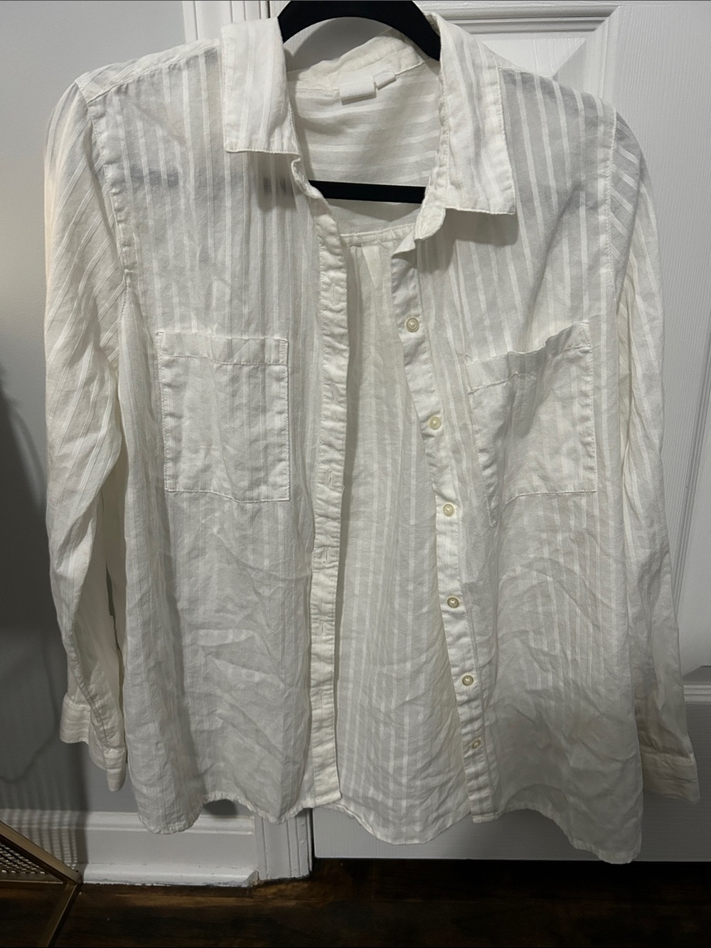 Women’s White Lightweight Button-Up Shirt